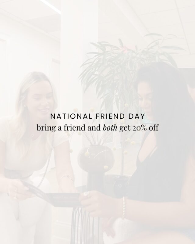 Celebrate National Friend Day the Ecobel Way;

This week only, bring your friend and both get 20% off any treatment because two glowing results are better than one.

Tag your friend and use the link in the bio to book both your treatments. Offer is only running now until Saturday. 

#atlanta #atlantamedspa #atlantaspa #atlantaspa #atlantalipfiller #atlantafier #atlantabotox #atlbotox