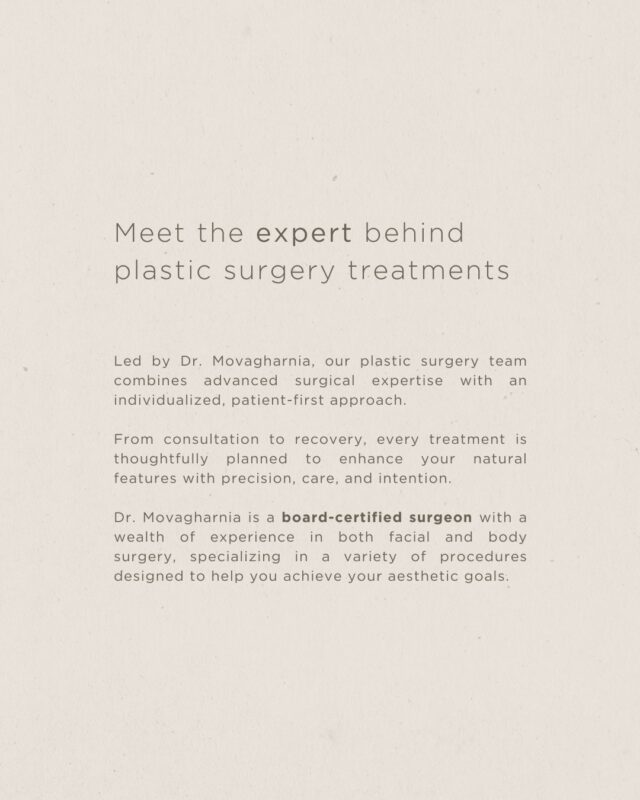 Behind every surgical treatment at Ecobel is experience, intention, and expert care.

Led by Dr. Movagharnia, our team is committed to enhancing your natural features with precision and a patient-first approach.