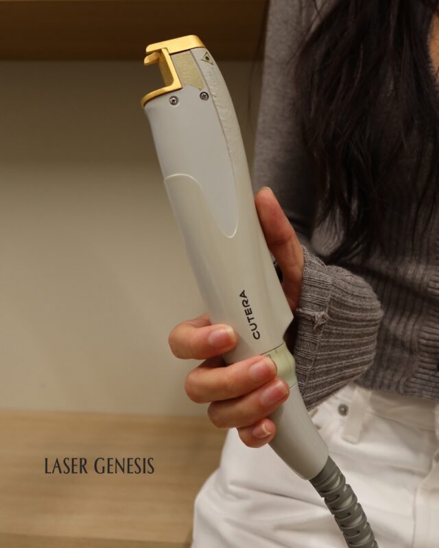 A laser treatment that heals your skin to encourage new collagen.

Laser Genesis works beneath the surface to even out texture. This laser uses gentle heat to reach the upper dermis,  refining texture, calming redness, softening signs of aging. It is a non-invasive treatment which means no downtime.